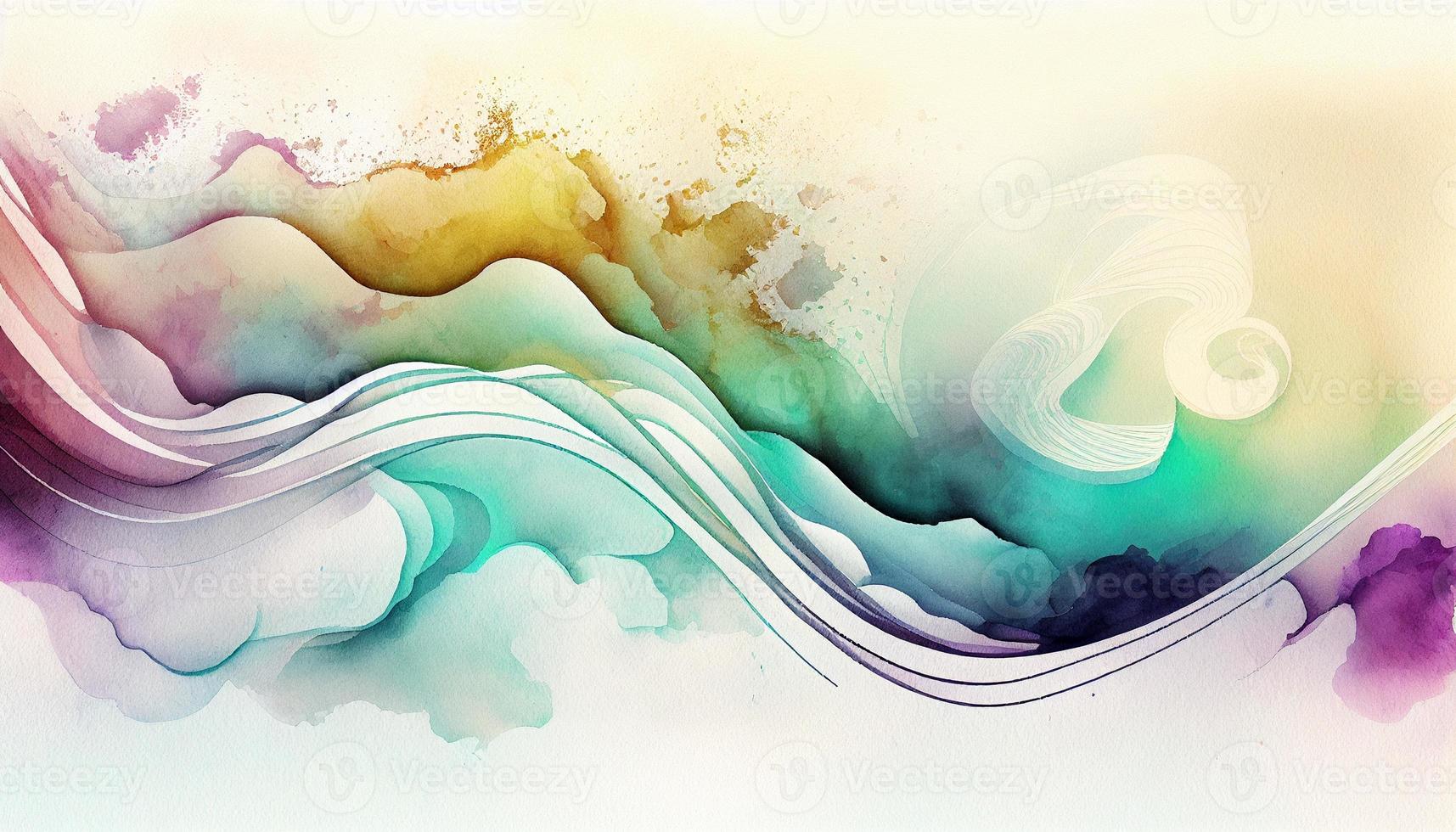 Watercolor texture waves soft colorw wavy background photo