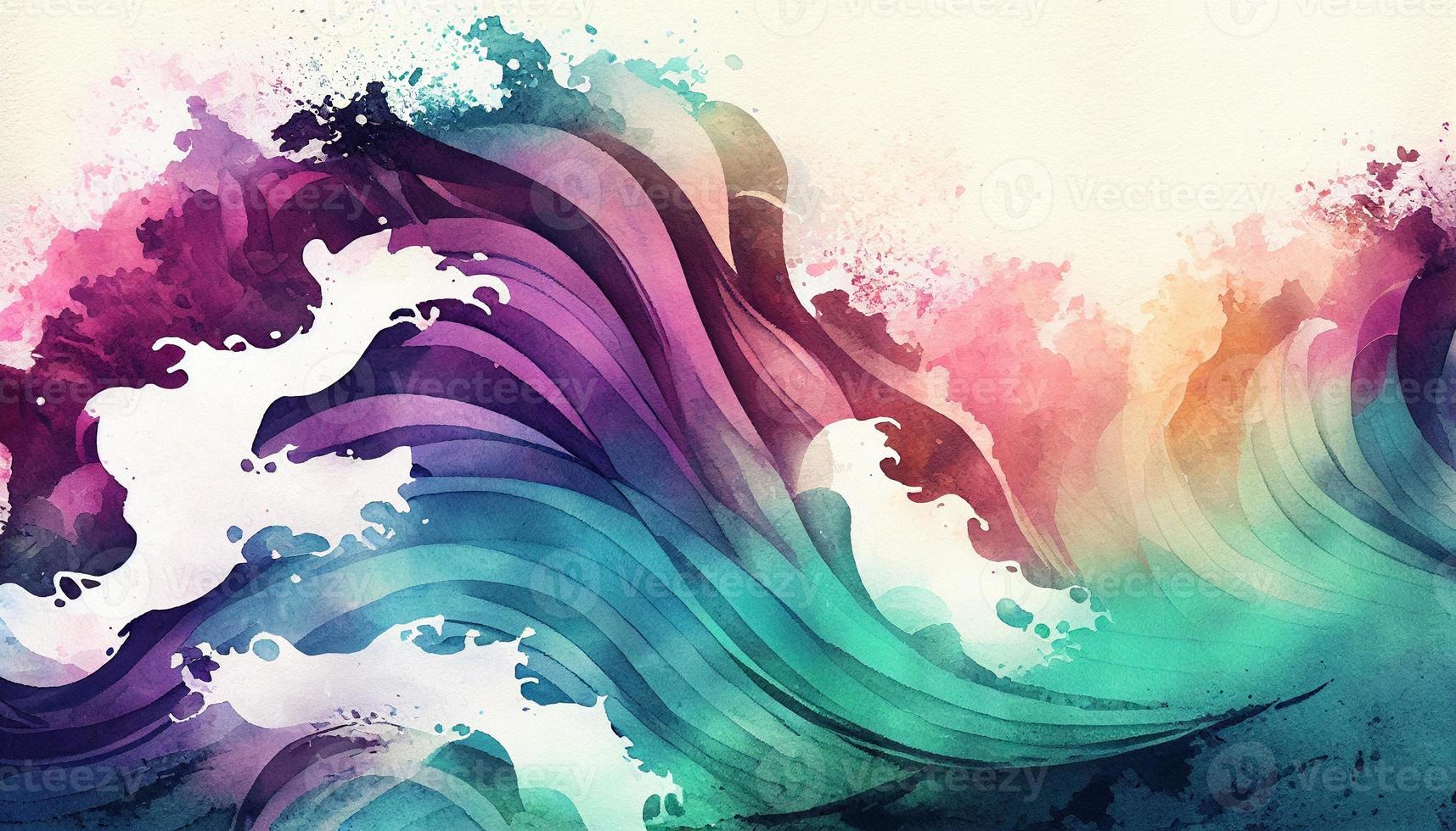 Watercolor texture waves soft colorw wavy background photo