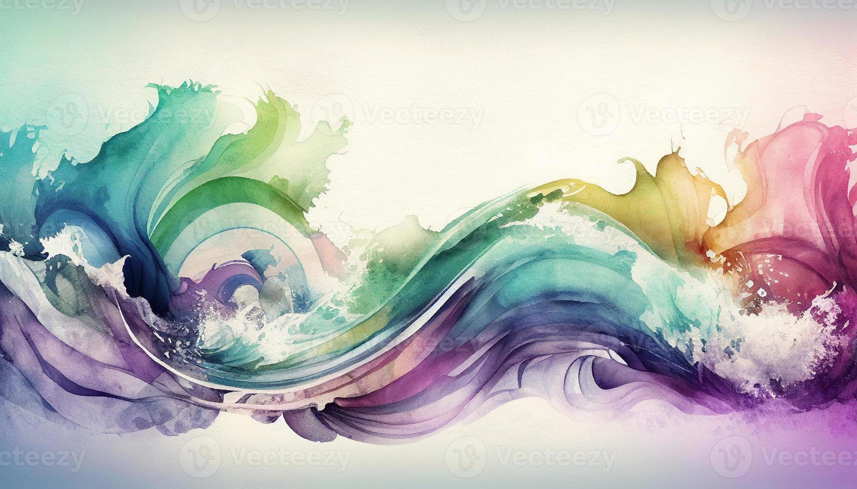 Watercolor texture waves soft colorw wavy background photo