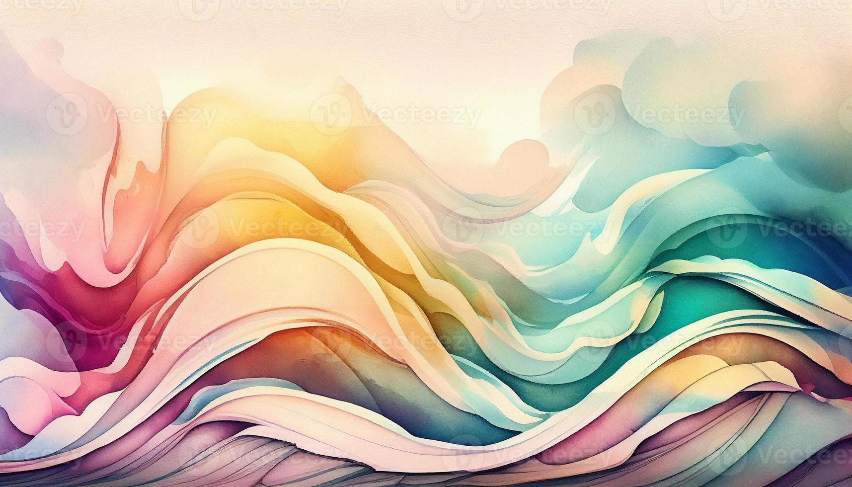 Watercolor texture waves soft colorw wavy background photo