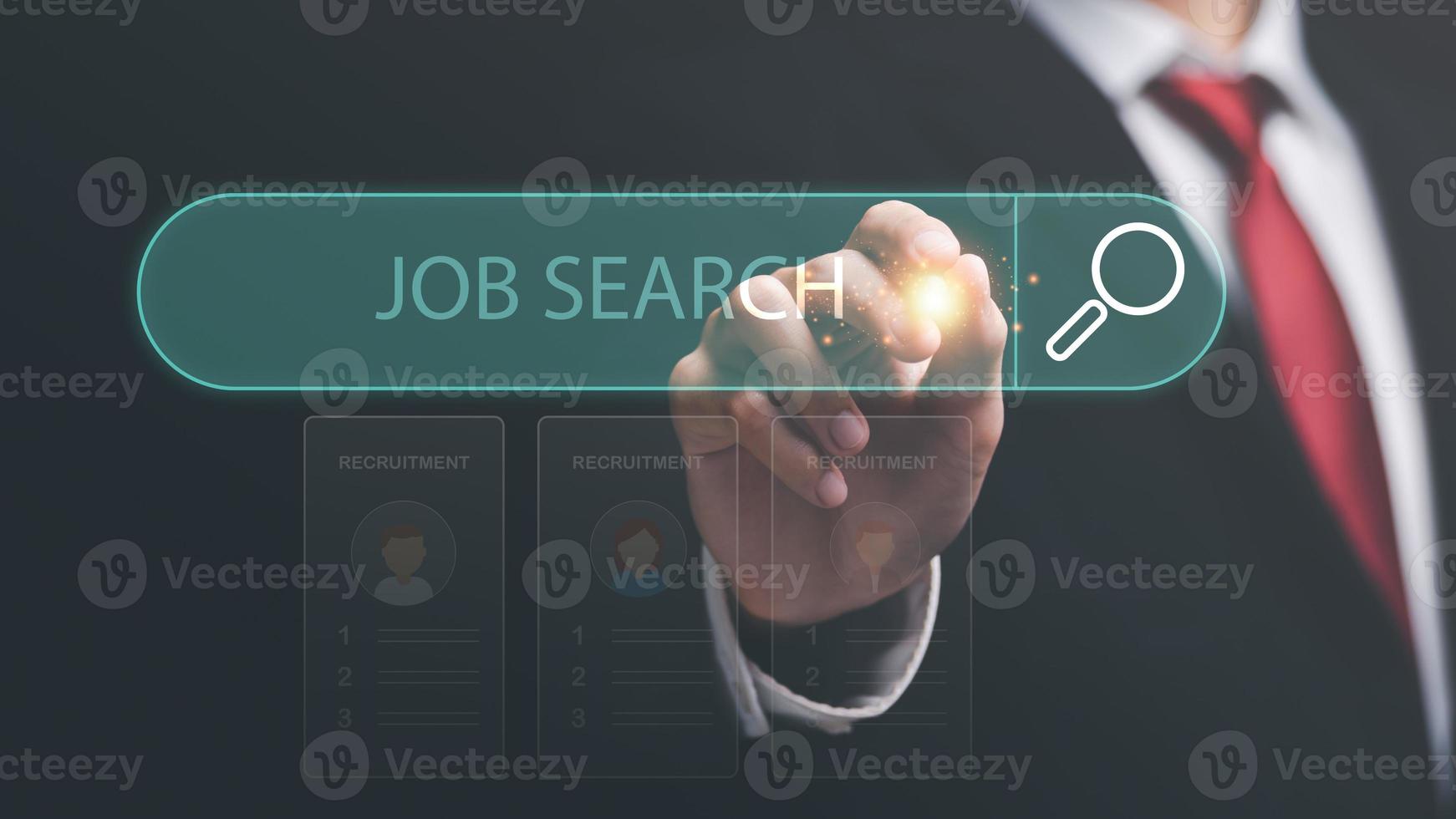 career search ideas, recruitment, HR search, form websites and job applications, employment management of agencies with Internet technology, businessman showing online job search icon photo