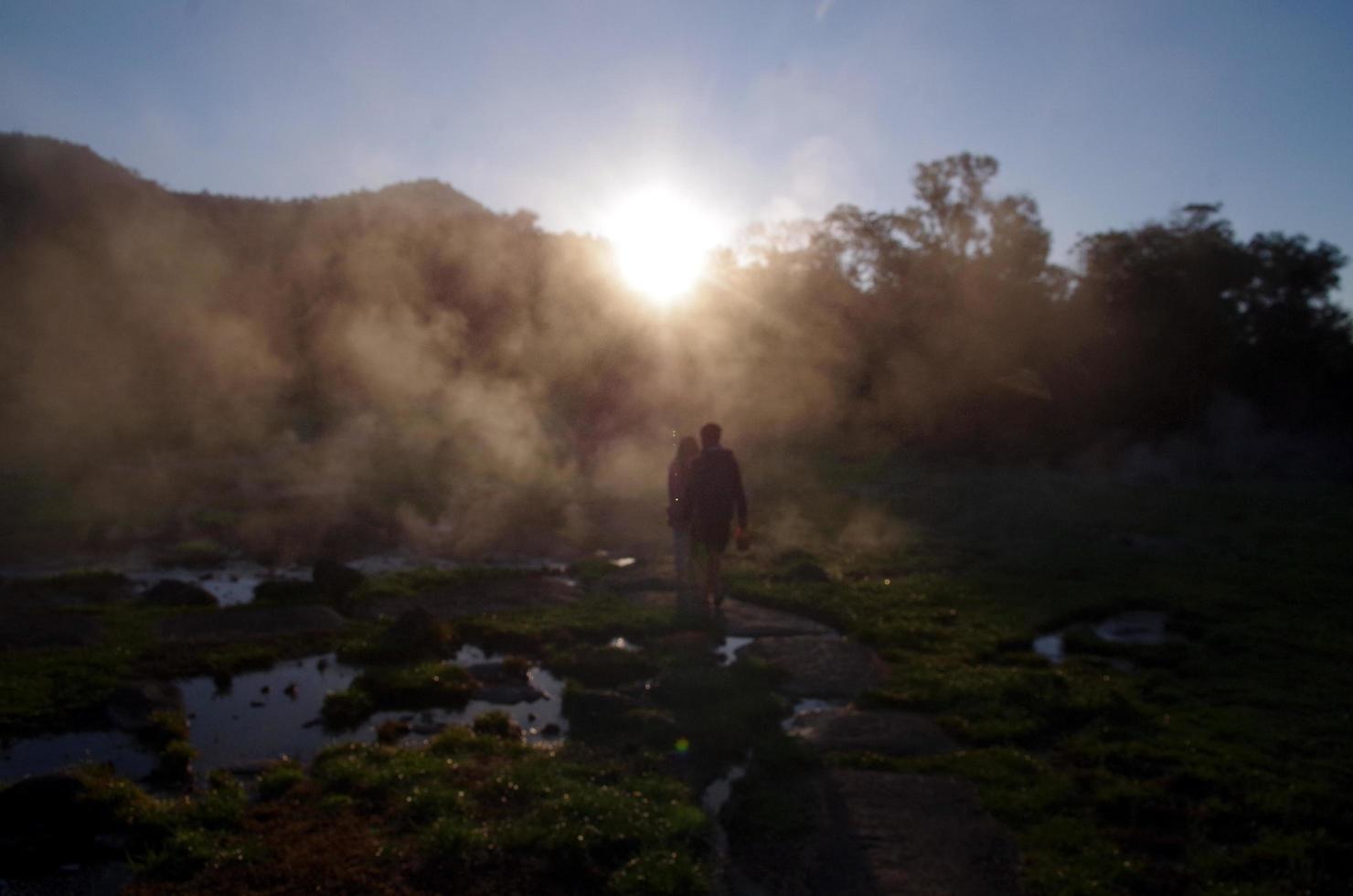 Mist and spray of natural hot springs photo