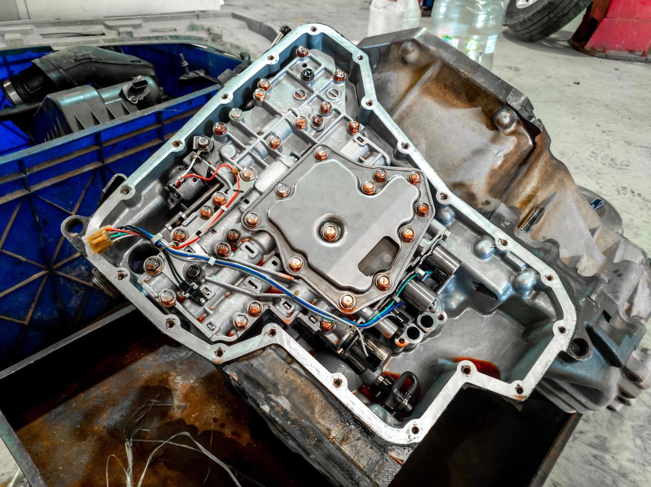 Pressure control solenoid or valve control unit of an automatic transmission of an overhauled car photo