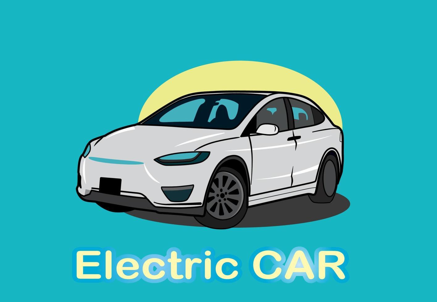 white electric car modern style vector