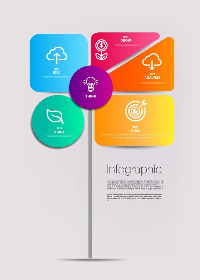 Infographic business flower colorful chart to present data, progress, direction vector