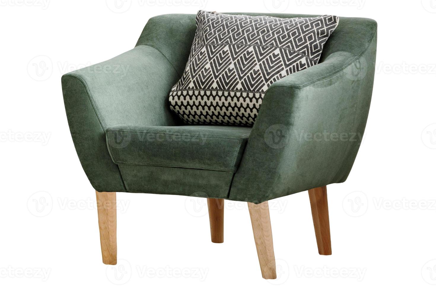 232 Green armchair and cushion isolated on a transparent background photo