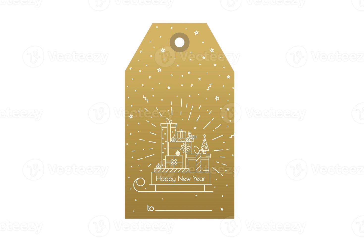 6771 Gold christmas tag isolated on a transparent background photo