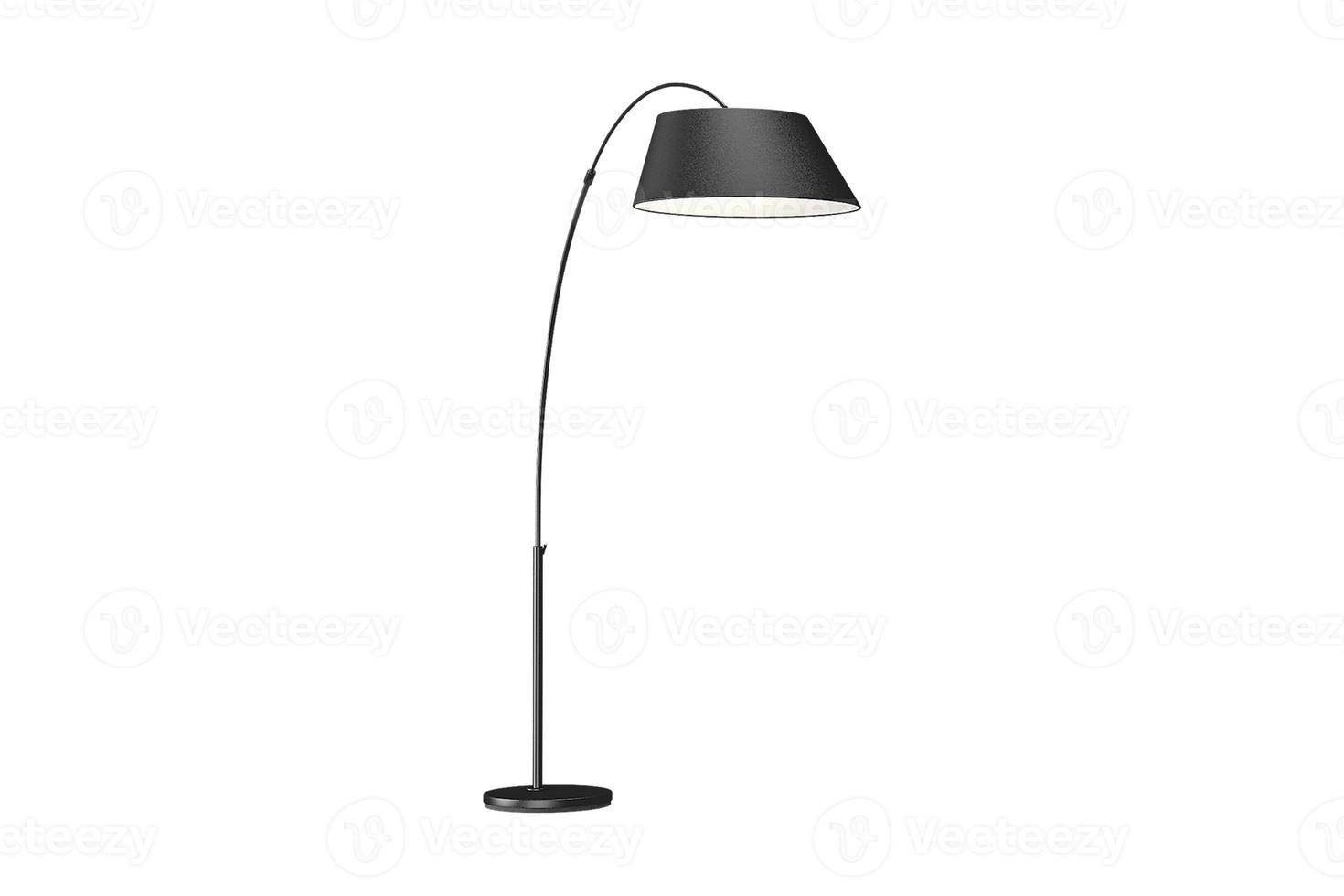 136 Black floor lamp isolated on a transparent background photo