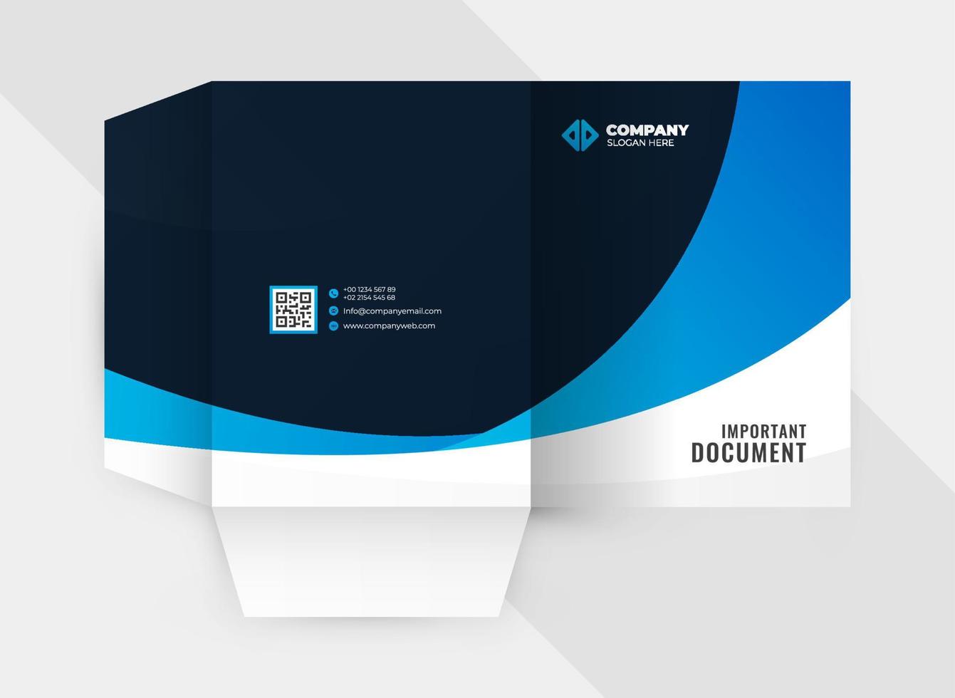 Business presentation folder template for corporate office with blue and black color vector