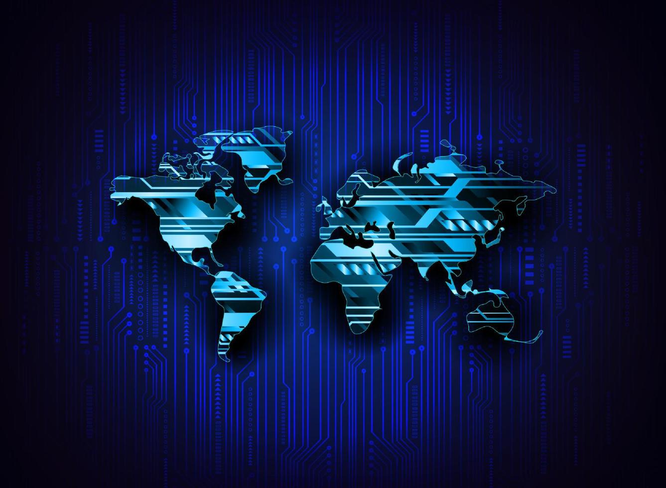 holograma de mapa del mundo moderno sobre fondo de tecnología vector