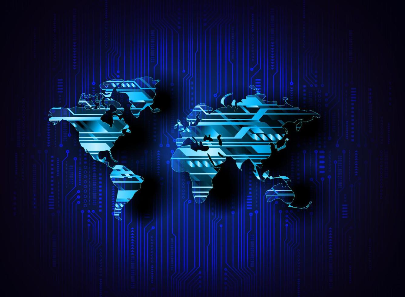 holograma de mapa del mundo moderno sobre fondo de tecnología vector