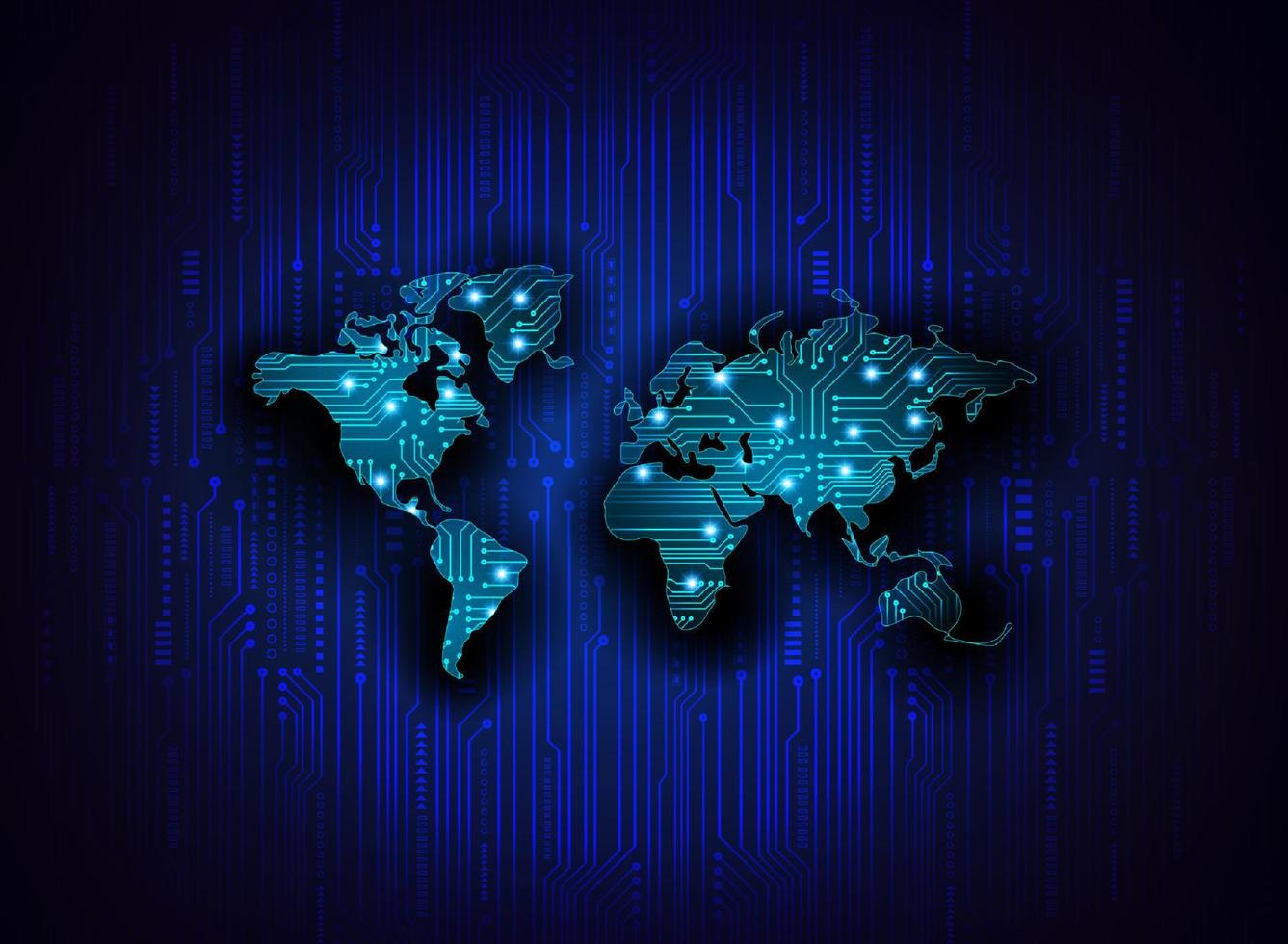 holograma de mapa del mundo moderno sobre fondo de tecnología vector