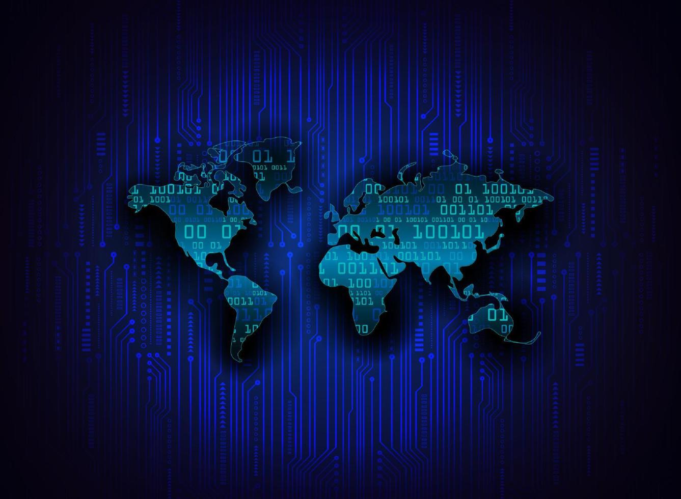 holograma de mapa del mundo moderno sobre fondo de tecnología vector