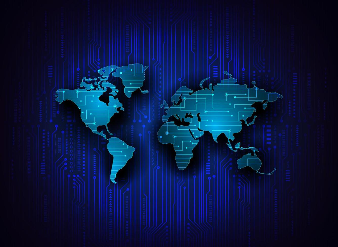 holograma de mapa del mundo moderno sobre fondo de tecnología vector