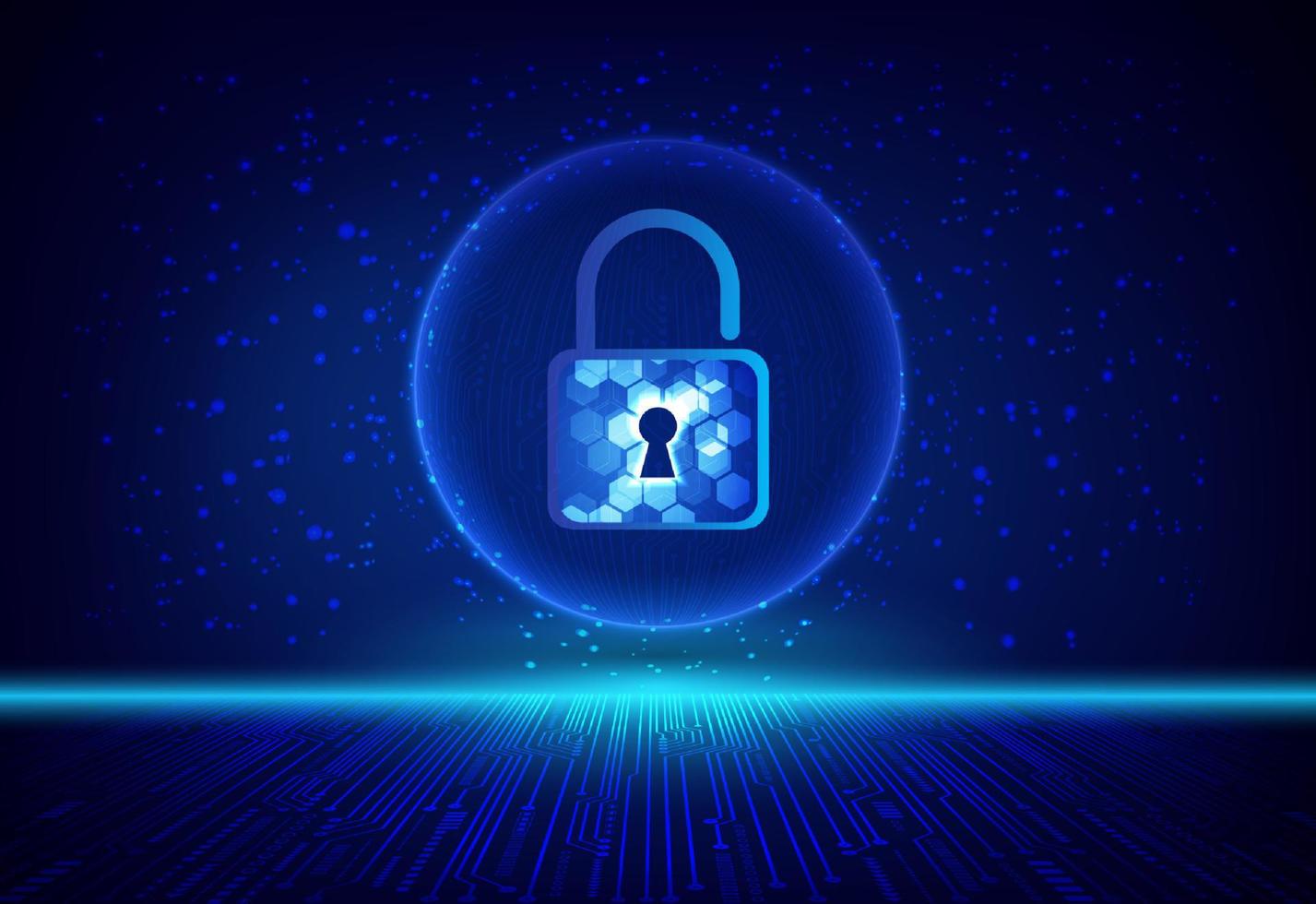 Modern Cybersecurity Technology Background with padlock vector