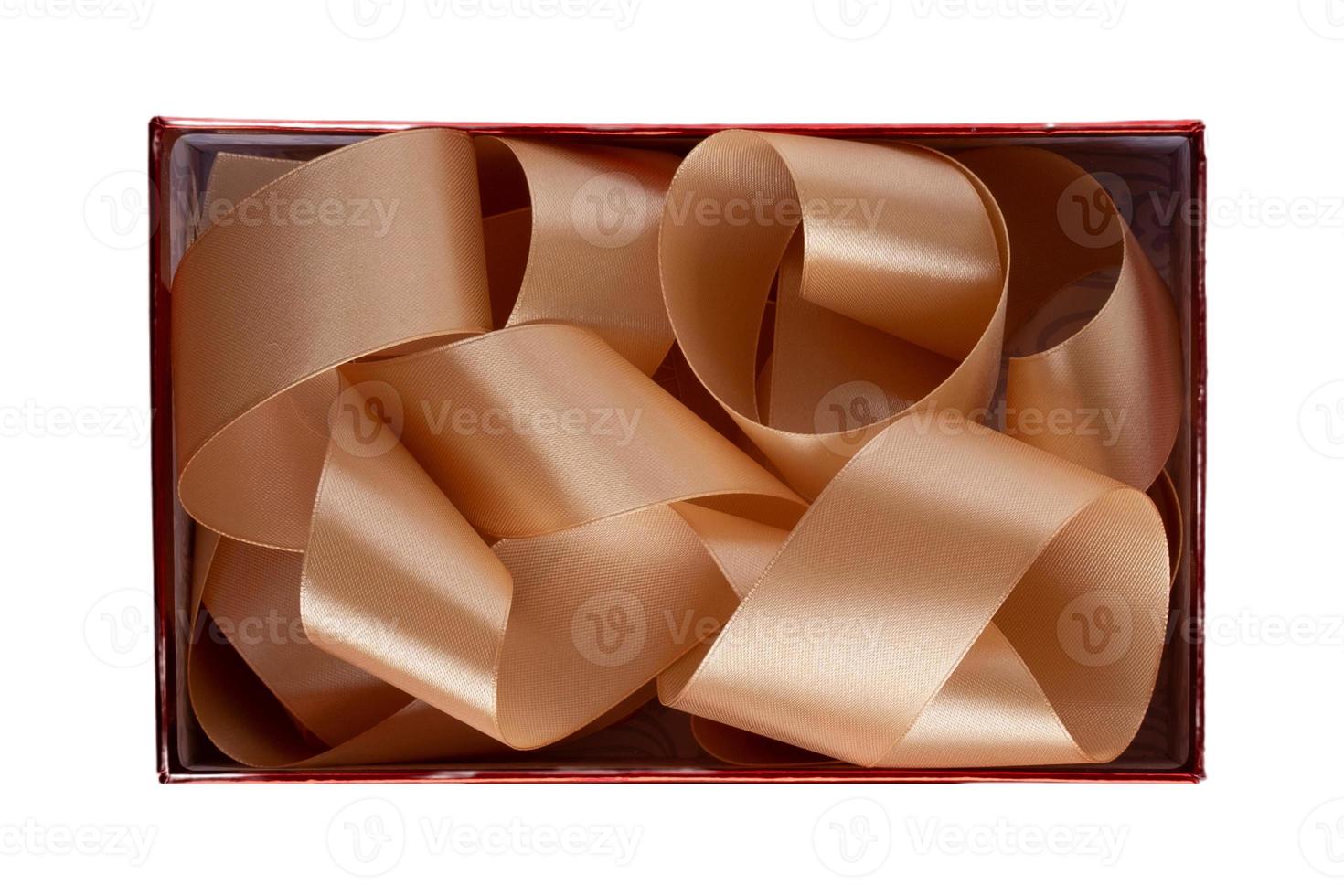 6596 Beige ribbon on a box isolated on a transparent background photo