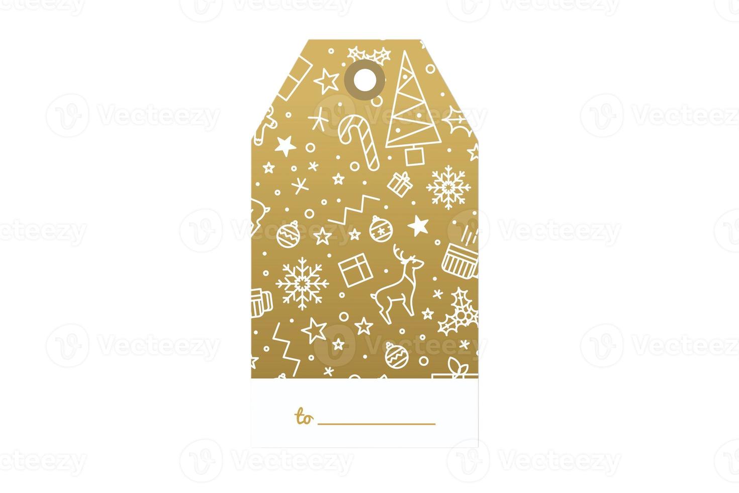 6770 Gold christmas tag isolated on a transparent background photo