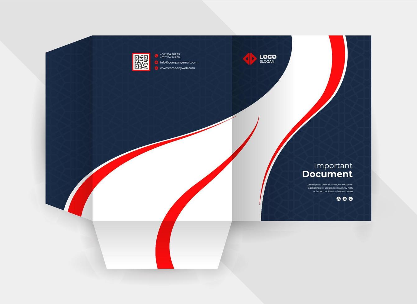 Business Presentation Folder Template For Corporate Office With Blue and Red Color vector