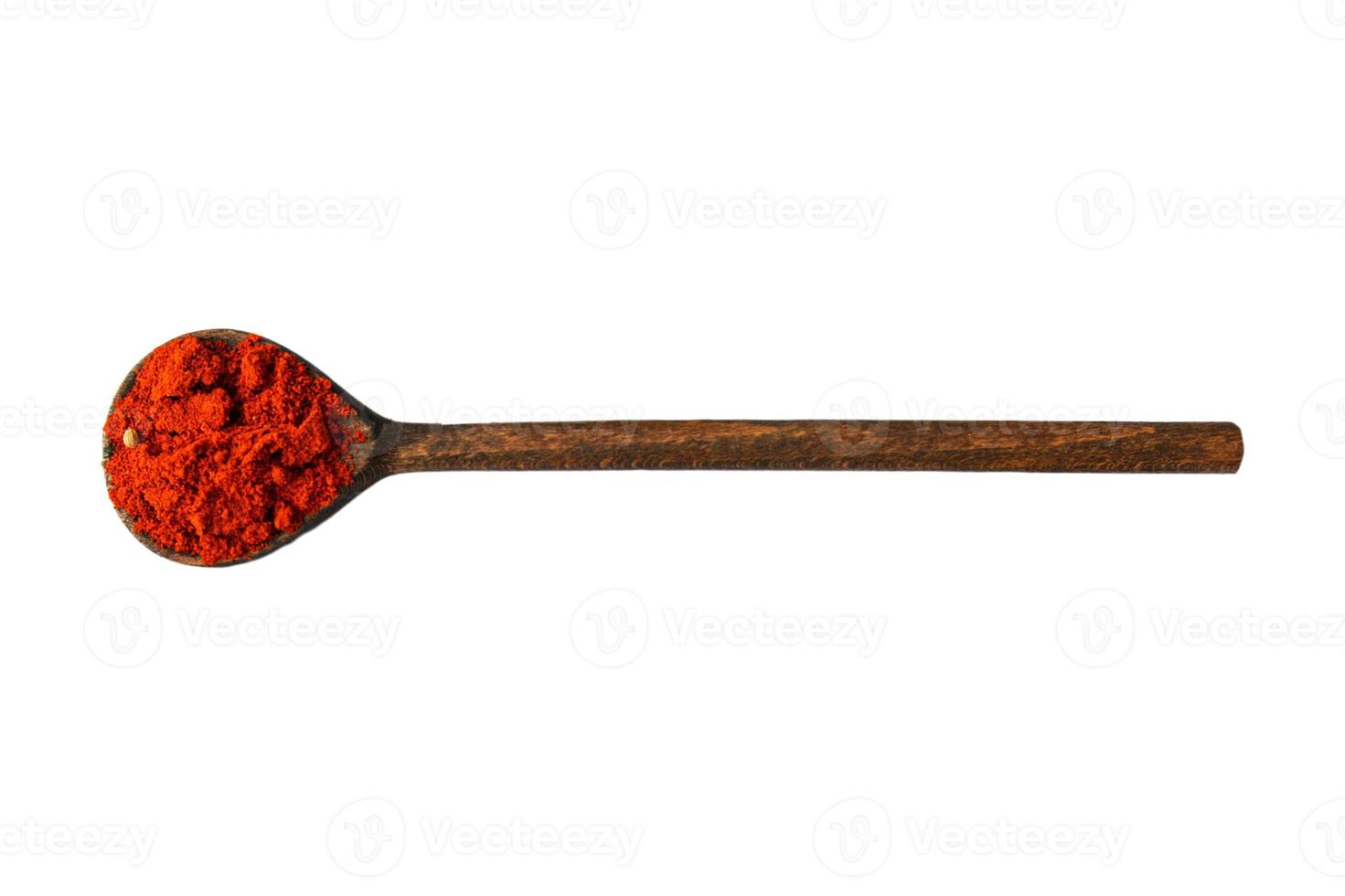 3580 Wooden spoon with red condiments isolated on a transparent background photo