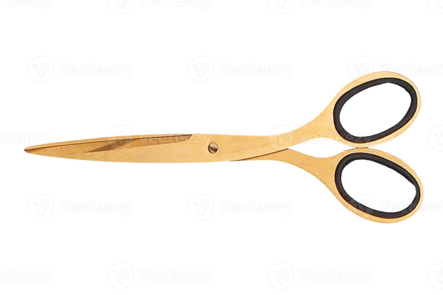 921 Gold scissors isolated on a transparent background photo