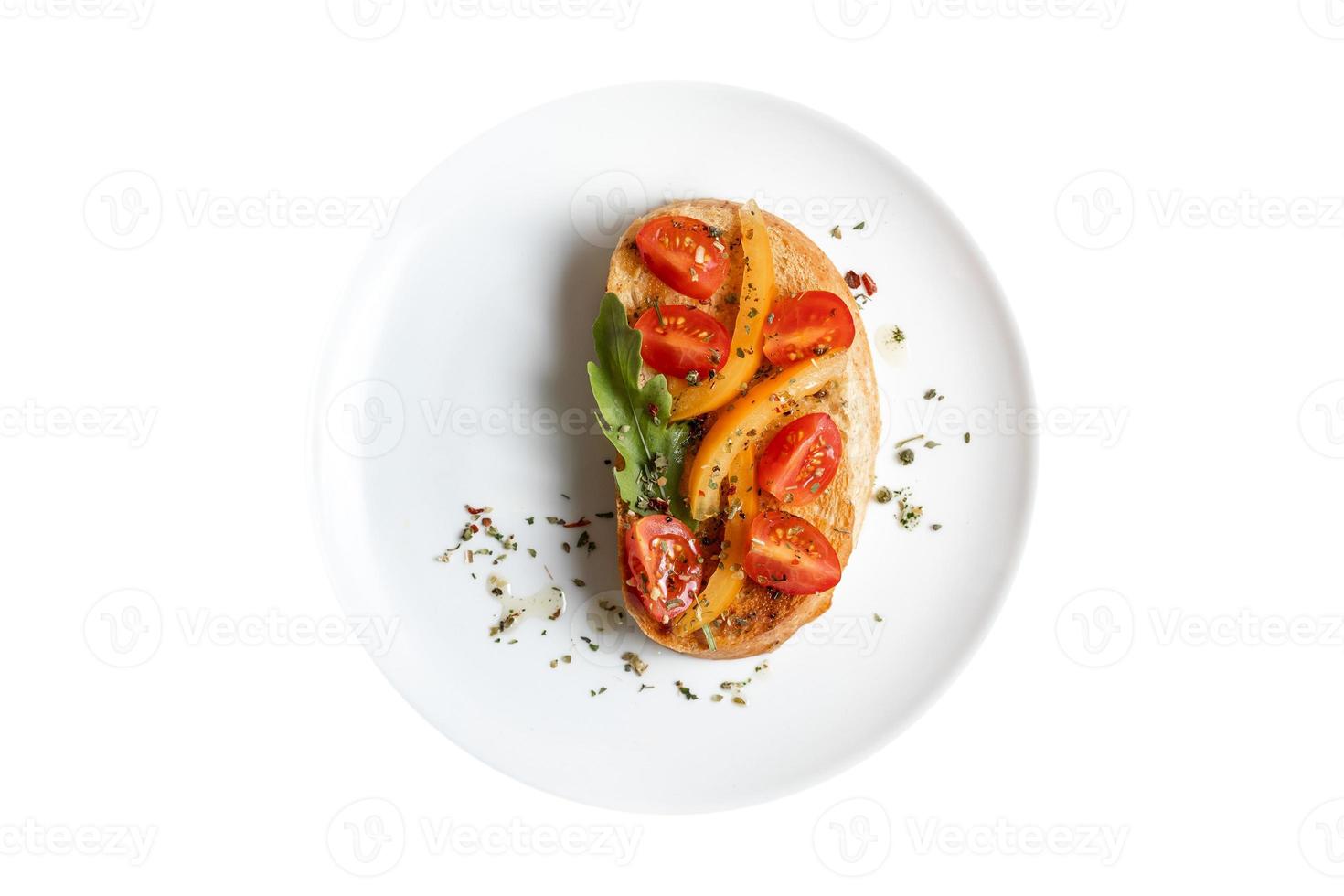 3839 Toast with coocked vegetables isolated on a transparent background photo