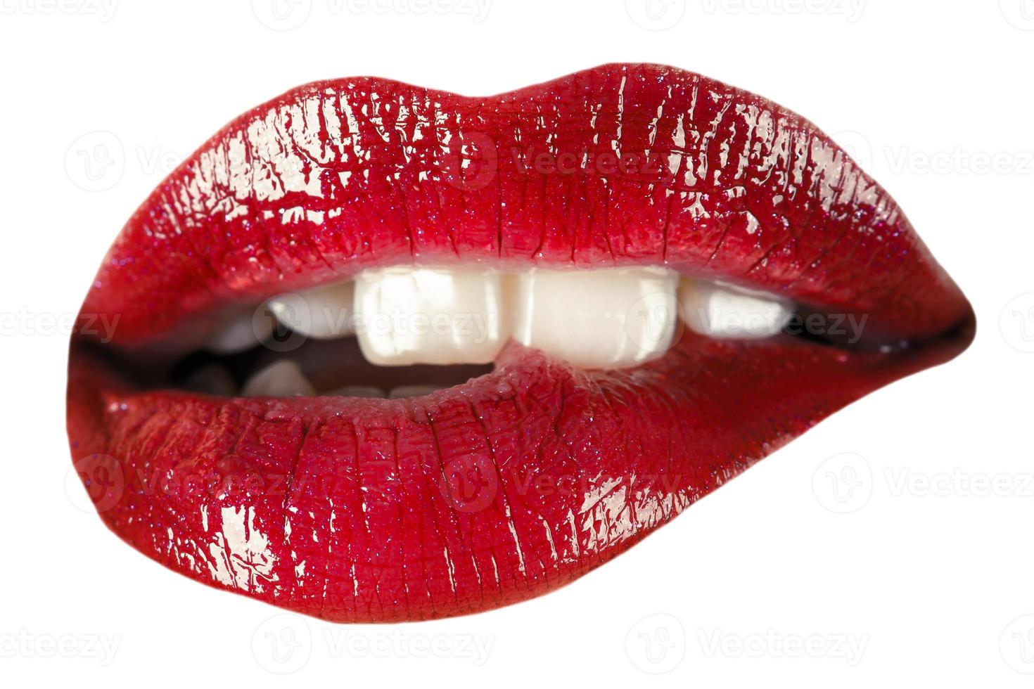 7624 Red lips isolated on a transparent background photo