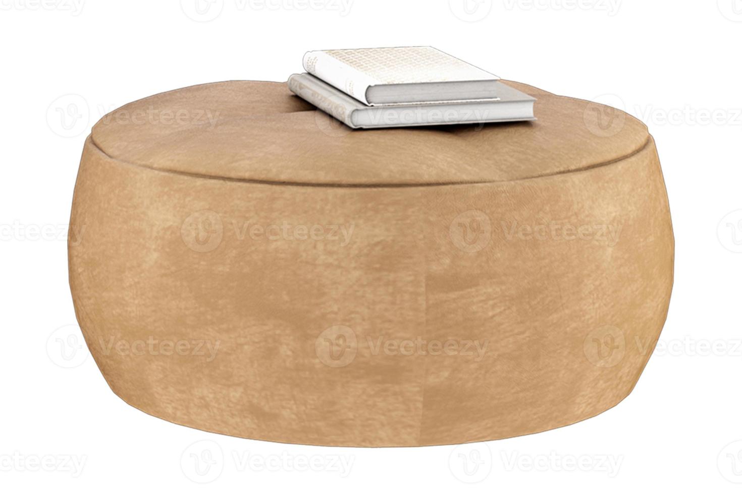 294 Brown ottomans with books isolated on a transparent background photo