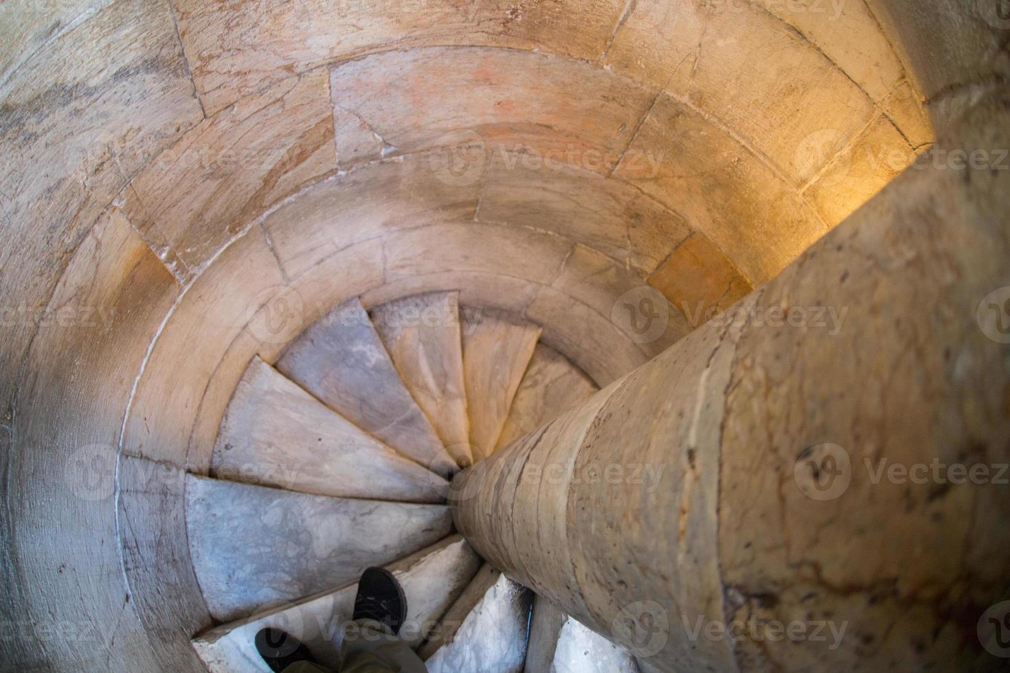 pisa leaning tower internal stairway close up detail view photo