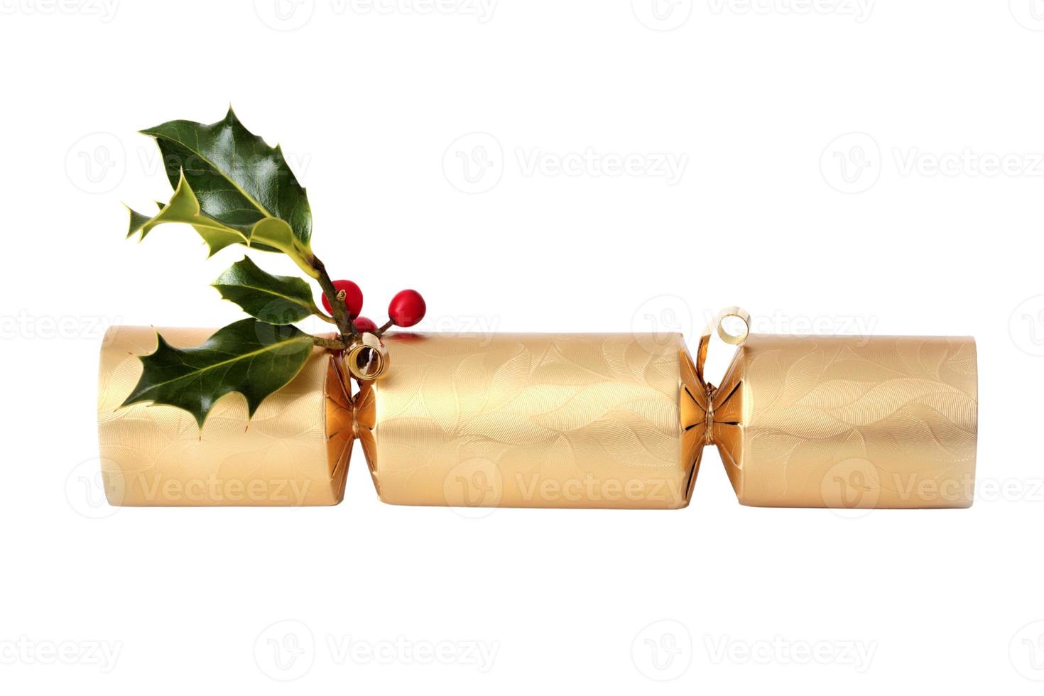 6717 Gold christmas cracker isolated on a transparent background photo