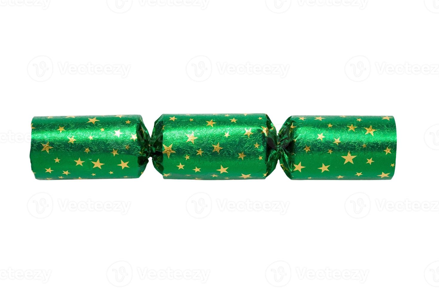 6727 Green christmas cracker isolated on a transparent background photo