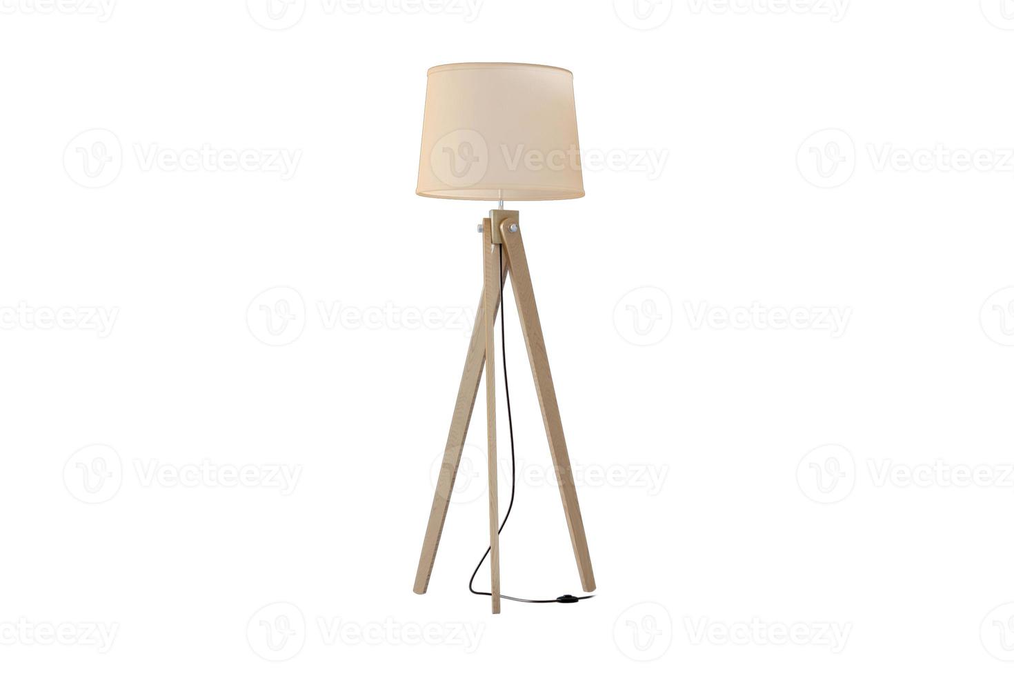 179 Beige floor lamp with wooden legs isolated on a transparent background photo