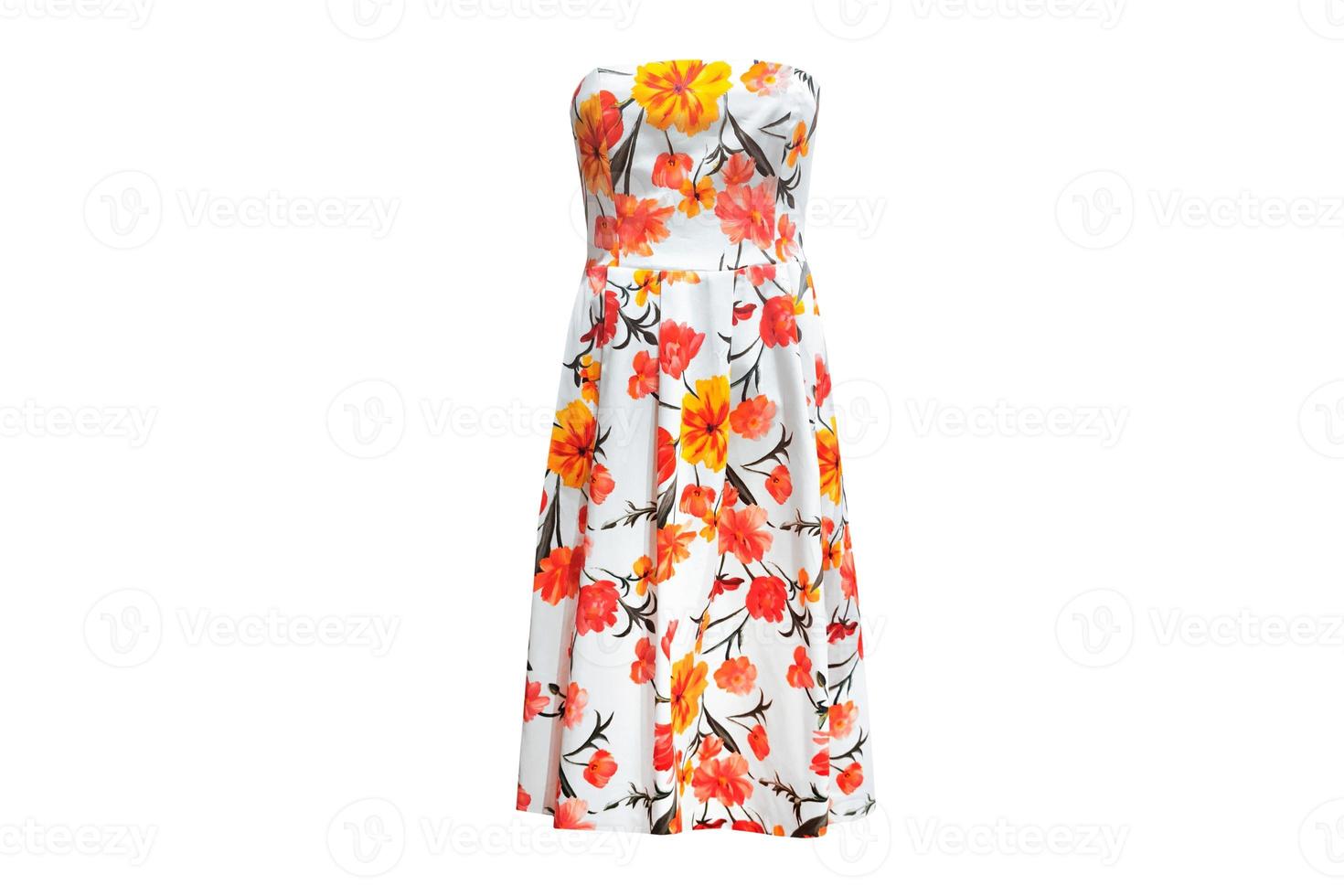 6197 Orange floral dress isolated on a transparent background 20221469