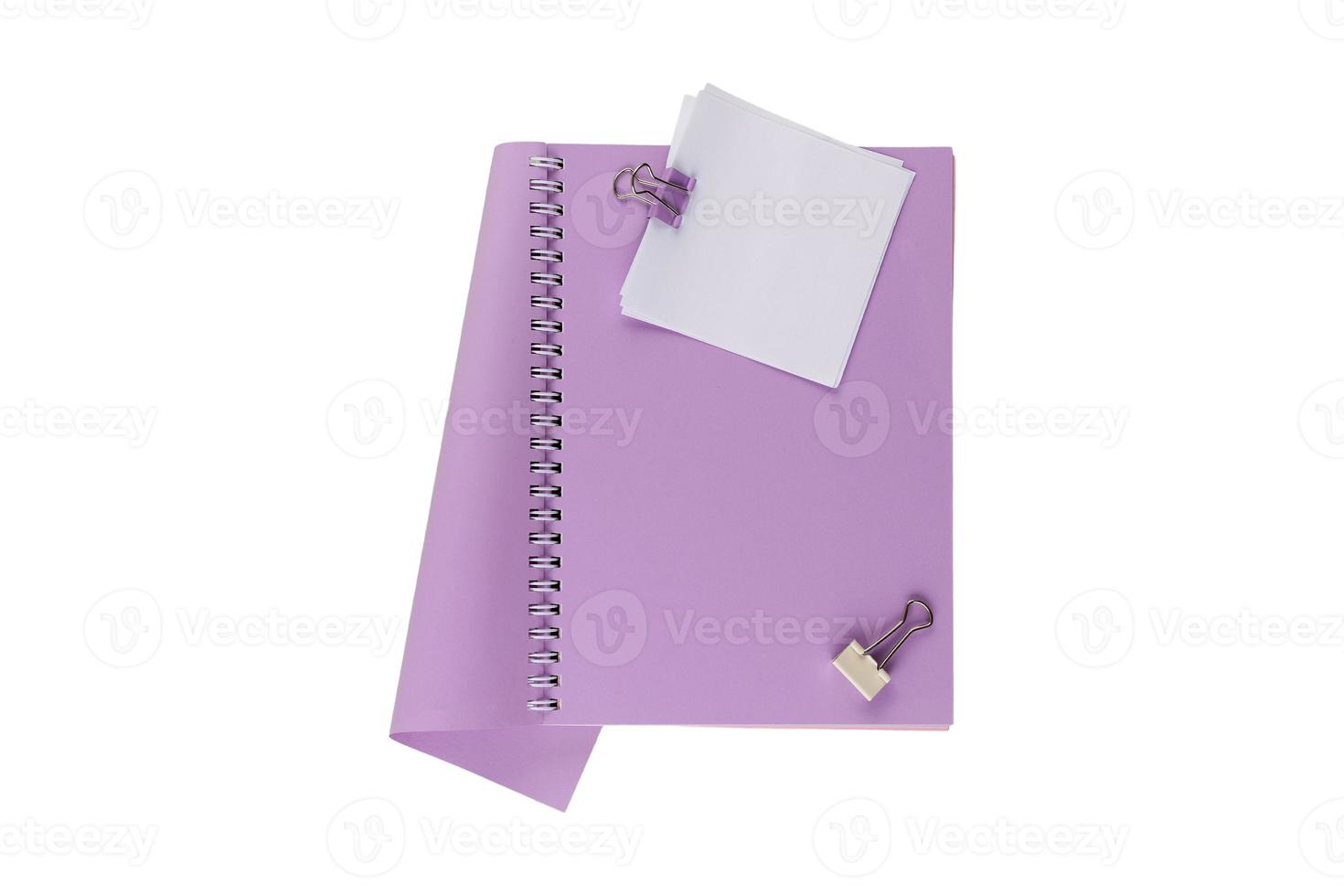 2888 Purple notebook with post it isolated on a transparent background photo