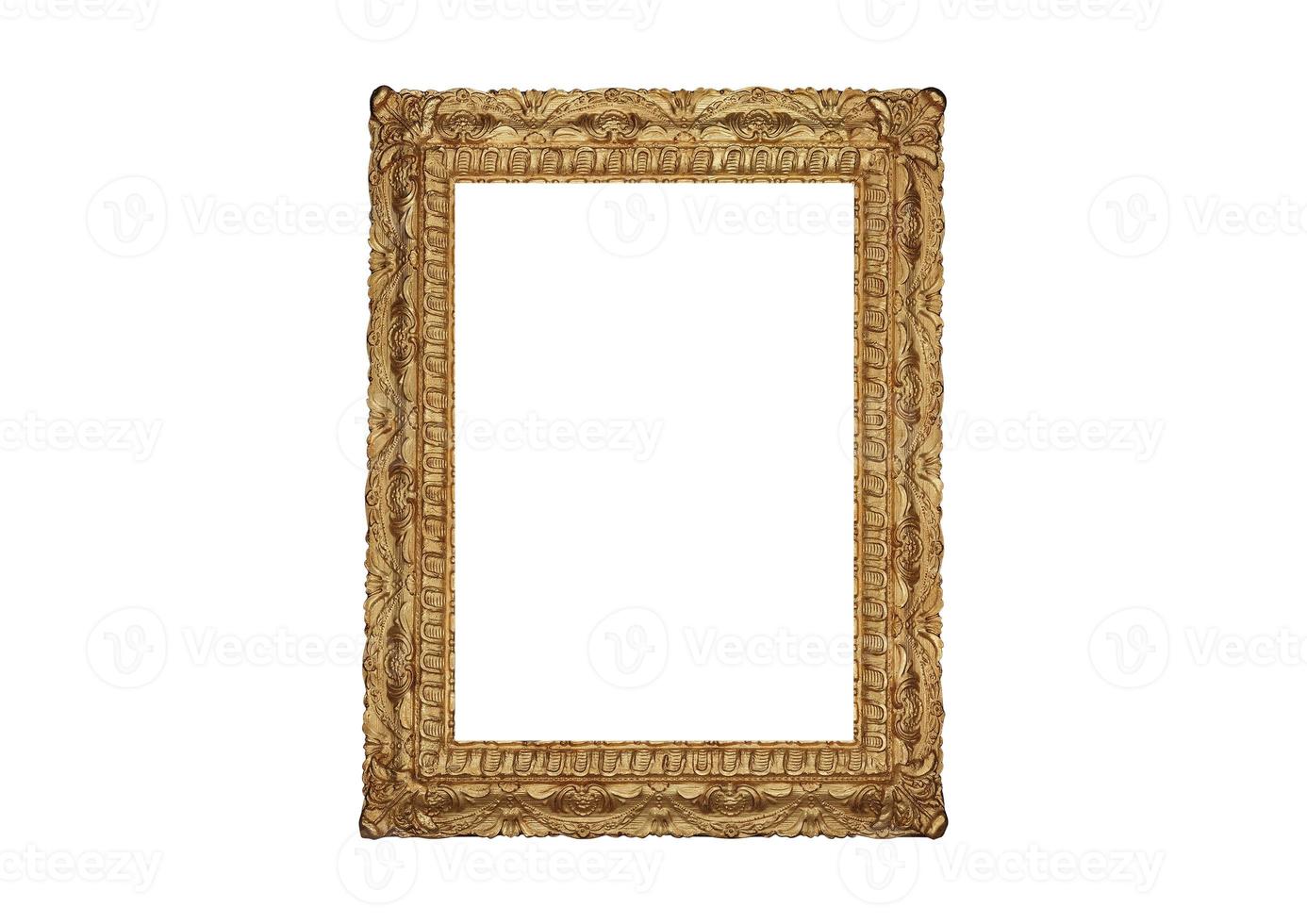 1362 Golden portrait picture frame mockup isolated on a transparent background photo