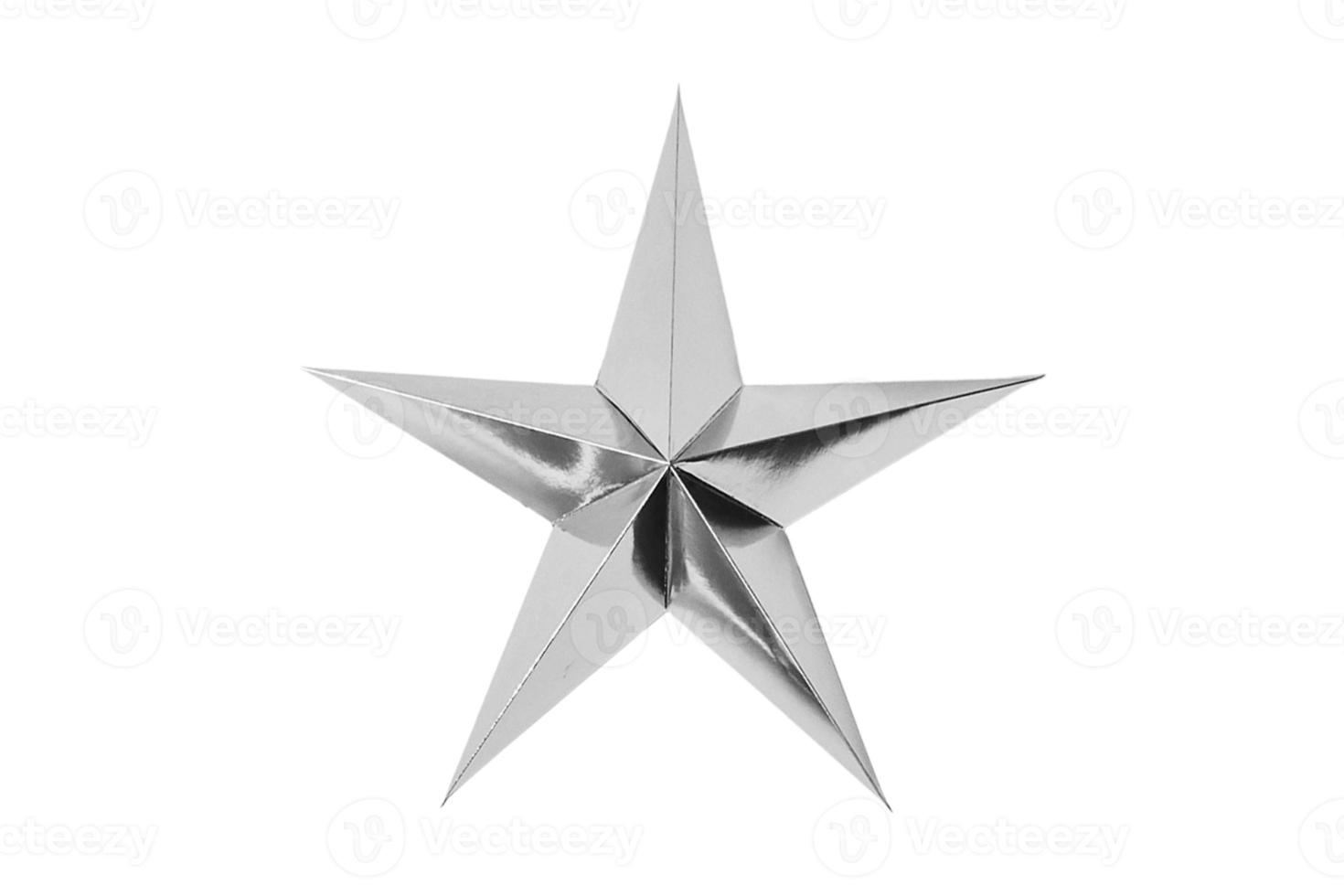 565 Silver christmas star isolated on a transparent background photo