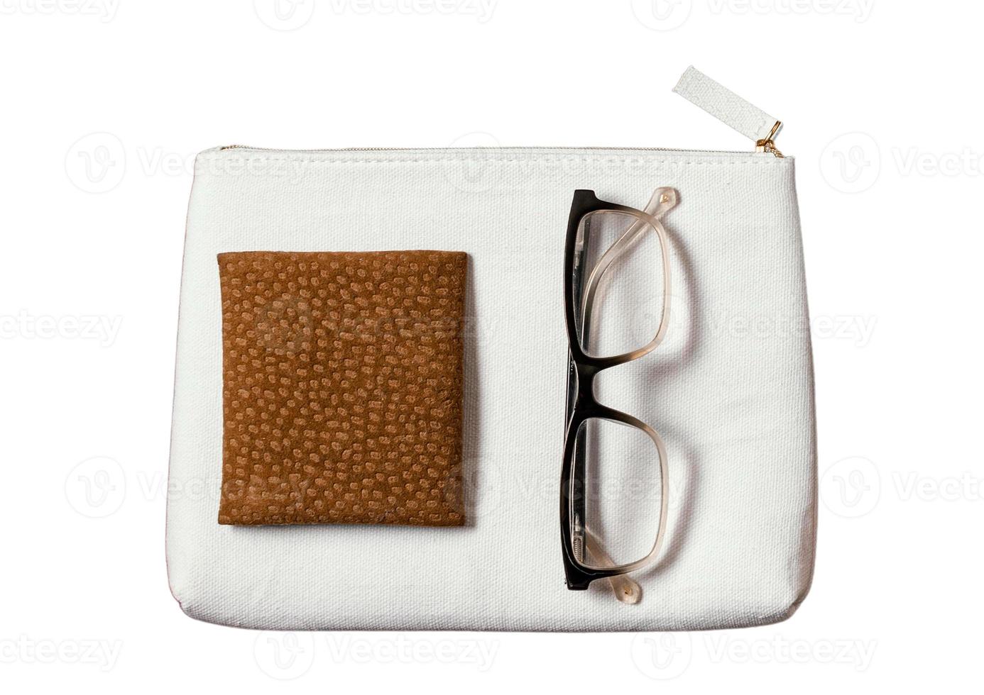 2575 White mini bag with eyeglass lenses isolated on a transparent background photo