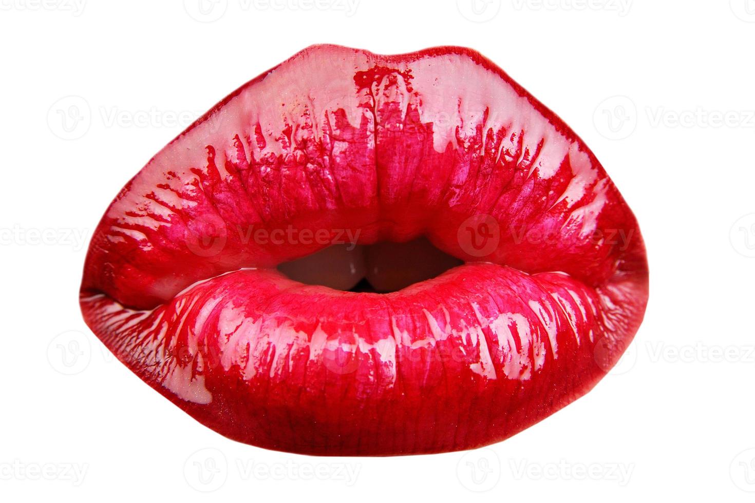 7633 Red lips isolated on a transparent background photo