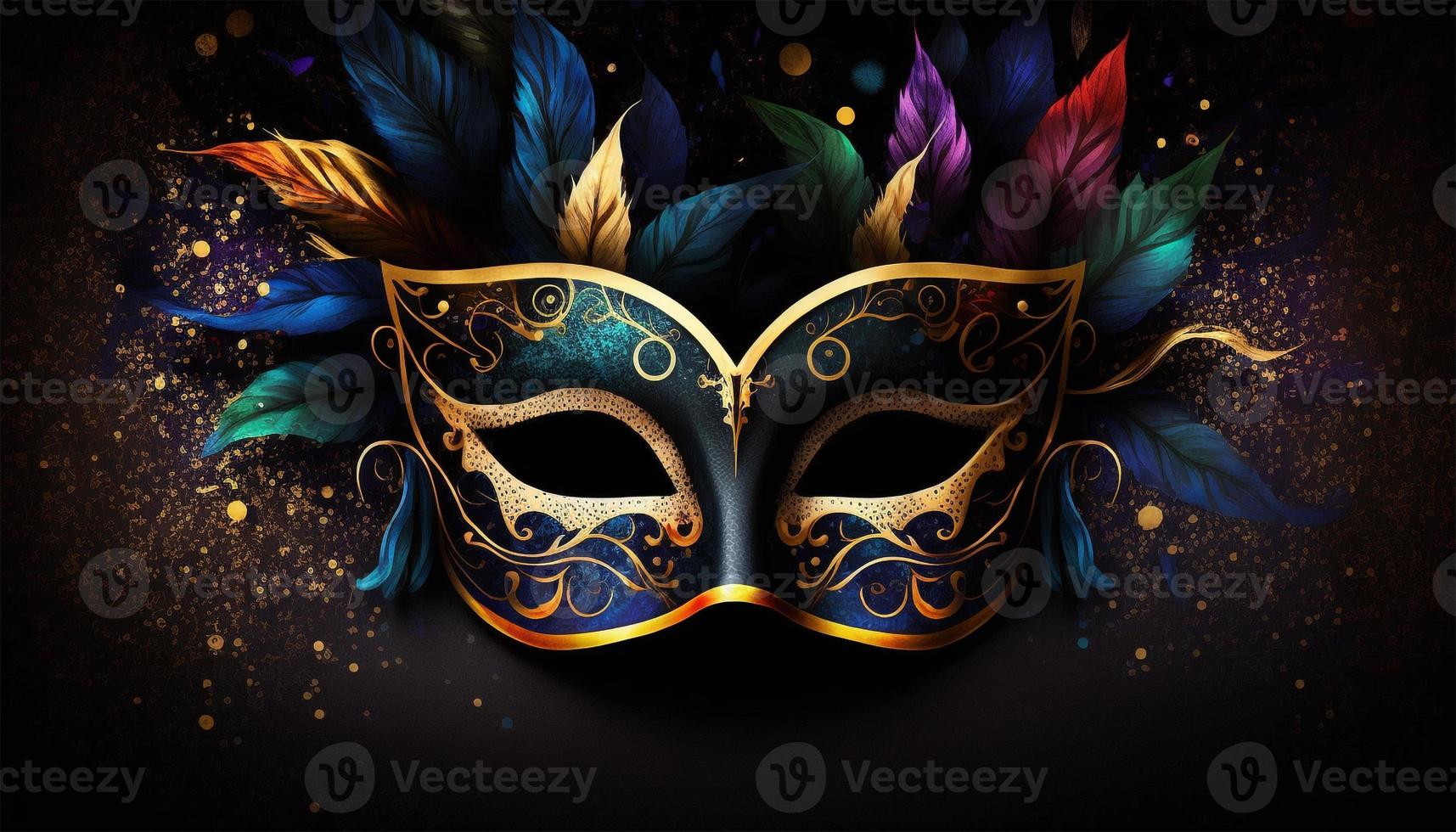 Carnival party. Venetian mask on dark bokeh background. Festival decoration. photo