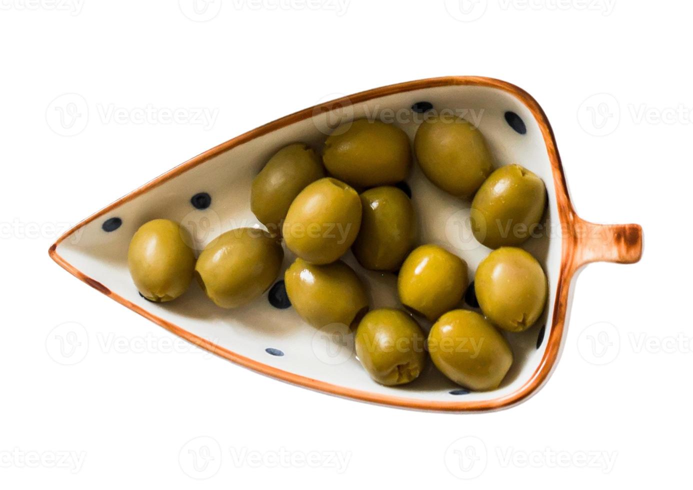 2653 Green olives in a bowl isolated on a transparent background photo