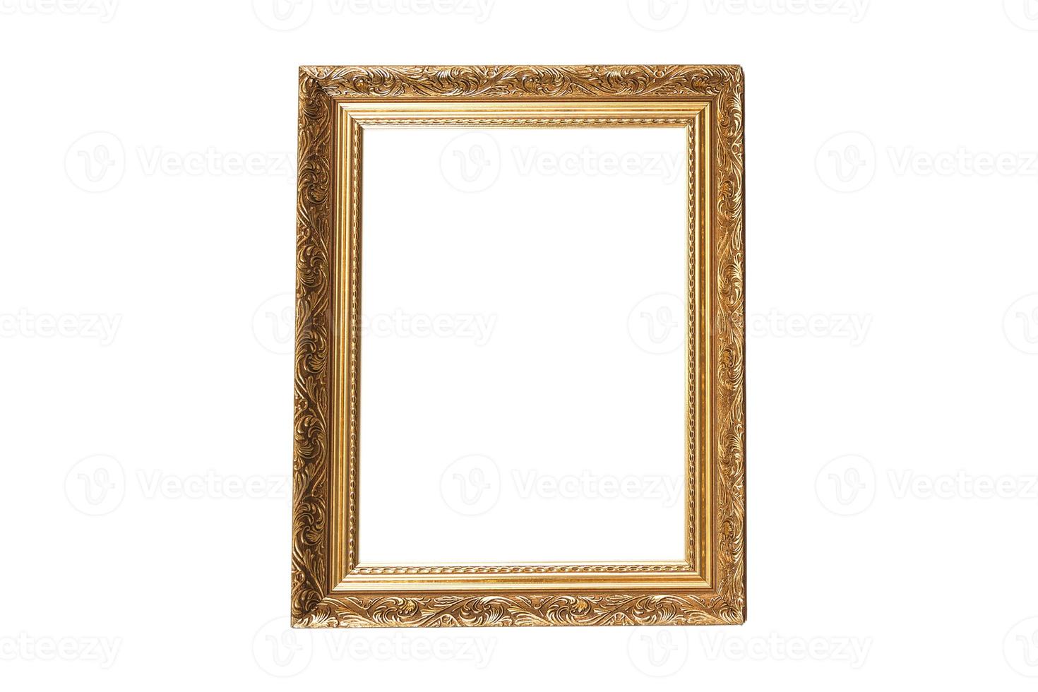 148 Golden portrait picture frame mockup isolated on a transparent background photo