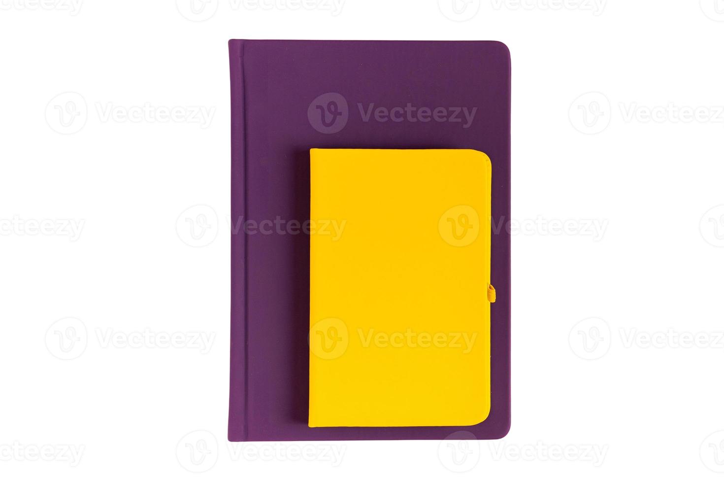 1838 Purple and yellow notebooks isolated on a transparent background photo