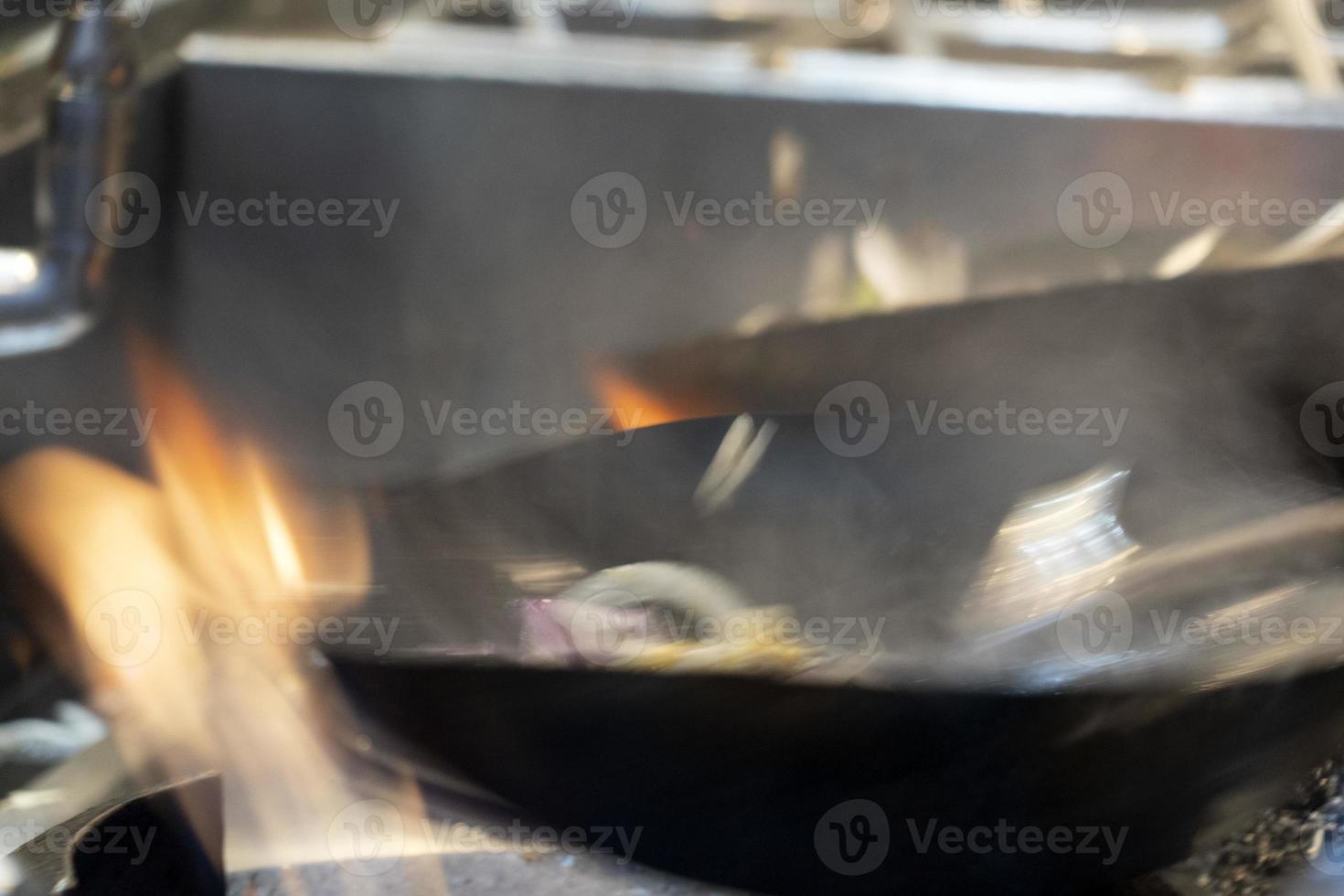 wok rice spaghetti cooking photo