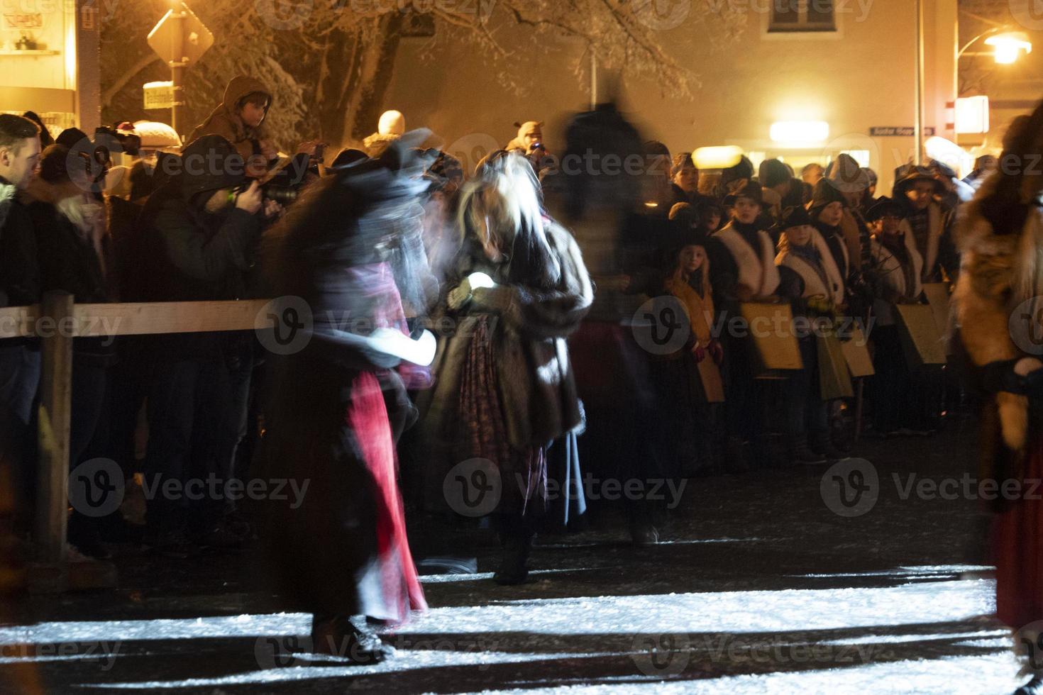 NEUSCHOENAU, GERMANY - JANUARY 5 2019 - Lousnacht night celebration with forest spirit Waldgeister in Bavaria village photo