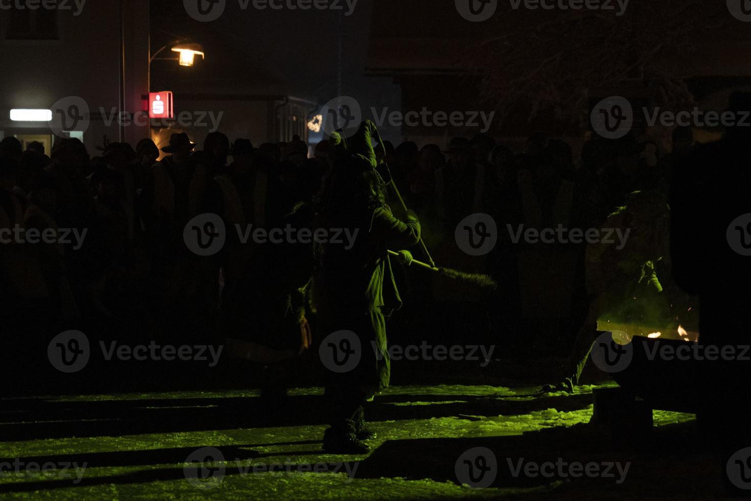 NEUSCHOENAU, GERMANY - JANUARY 5 2019 - Lousnacht night celebration with forest spirit Waldgeister in Bavaria village photo