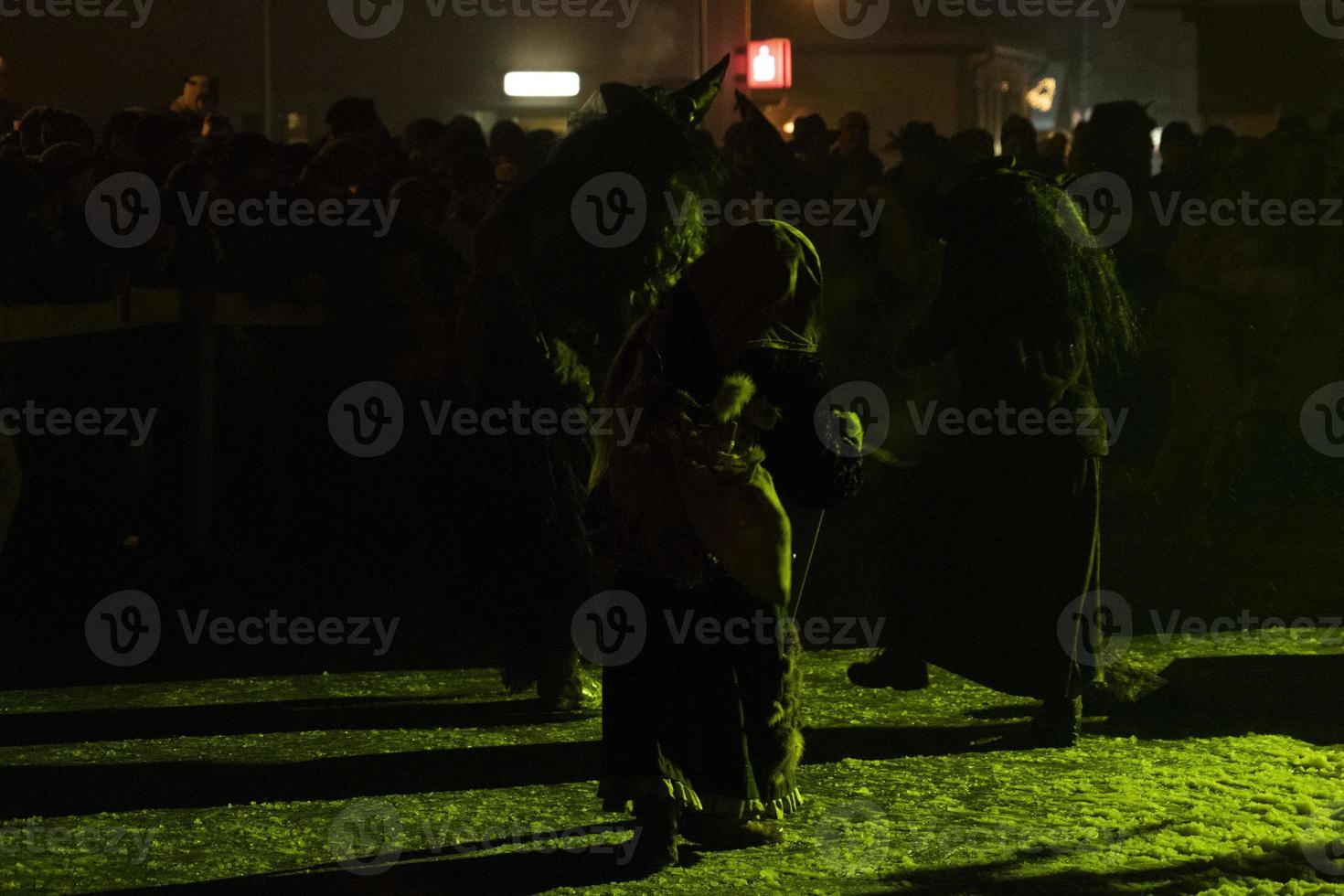 NEUSCHOENAU, GERMANY - JANUARY 5 2019 - Lousnacht night celebration with forest spirit Waldgeister in Bavaria village photo