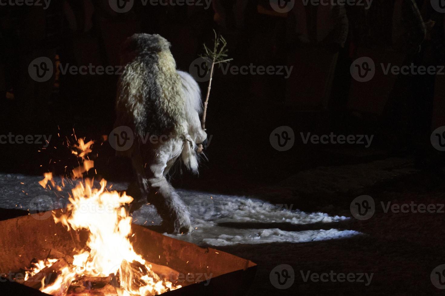 NEUSCHOENAU, GERMANY - JANUARY 5 2019 - Lousnacht night celebration with forest spirit Waldgeister in Bavaria village photo