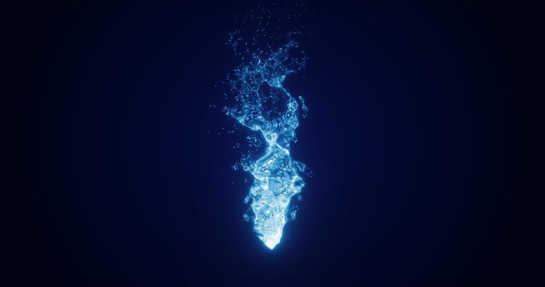 Abstract blue liquid water glowing with magical energy on a dark background. Abstract background photo