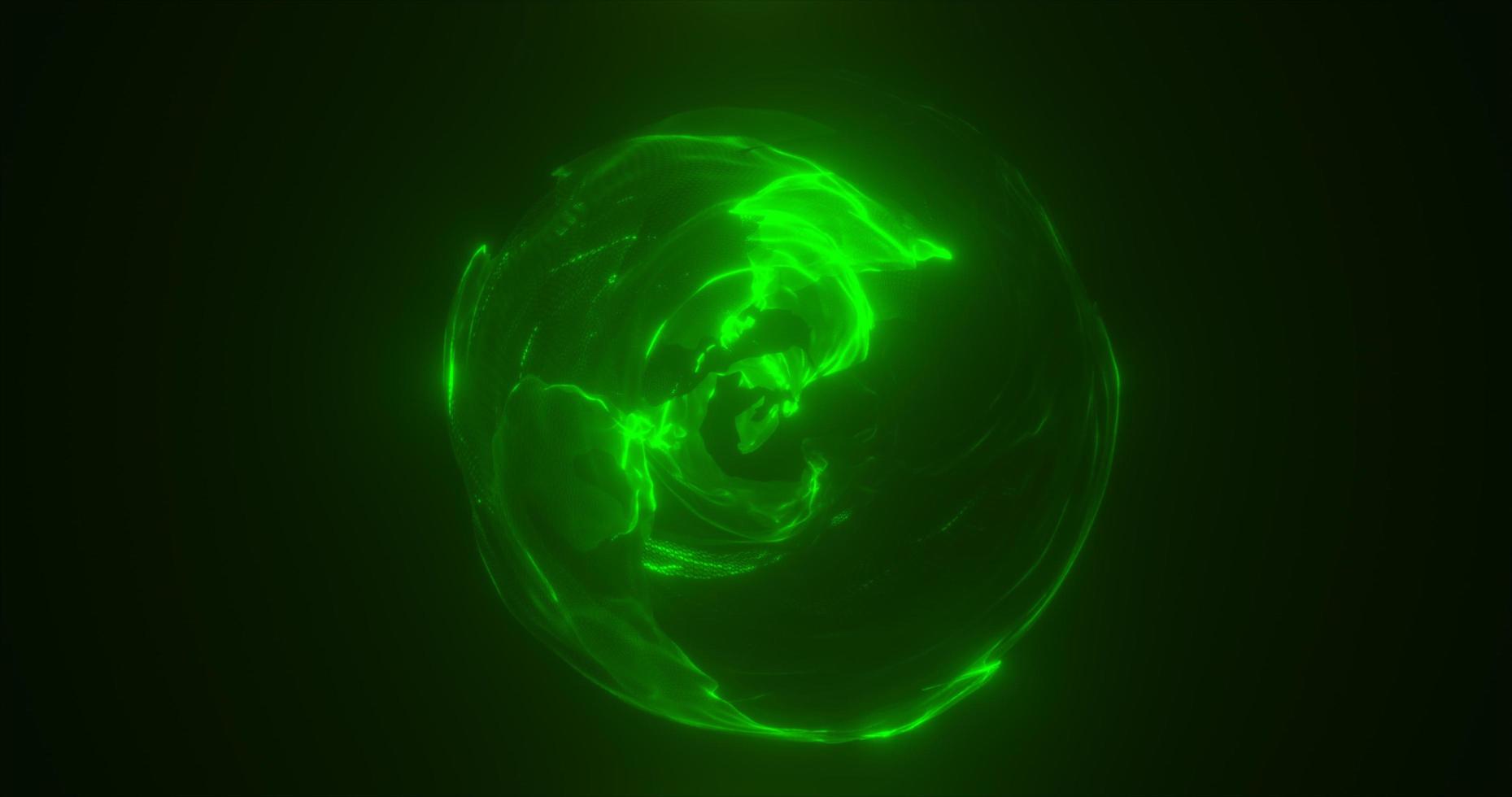 Abstract green energy sphere transparent round bright glowing, magical