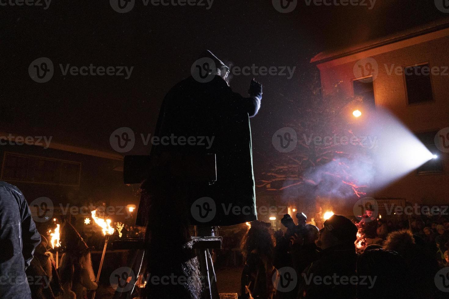 NEUSCHOENAU, GERMANY - JANUARY 5 2019 - Lousnacht night celebration with forest spirit Waldgeister in Bavaria village photo