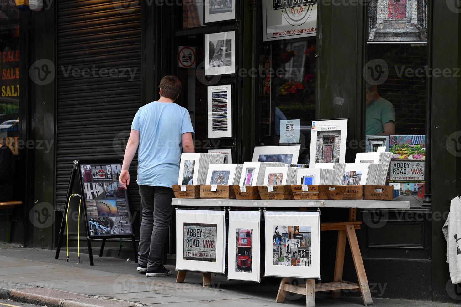 LONDON, ENGLAND - JULY 15 2017 - portobello road london street colorful marketplace photo